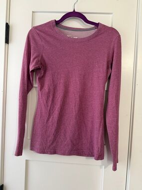 Long Sleeve Crewneck Top in Heather Plum